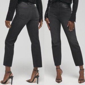NEW Good American Good Vintage Leather Piecing Black Jeans Size 4